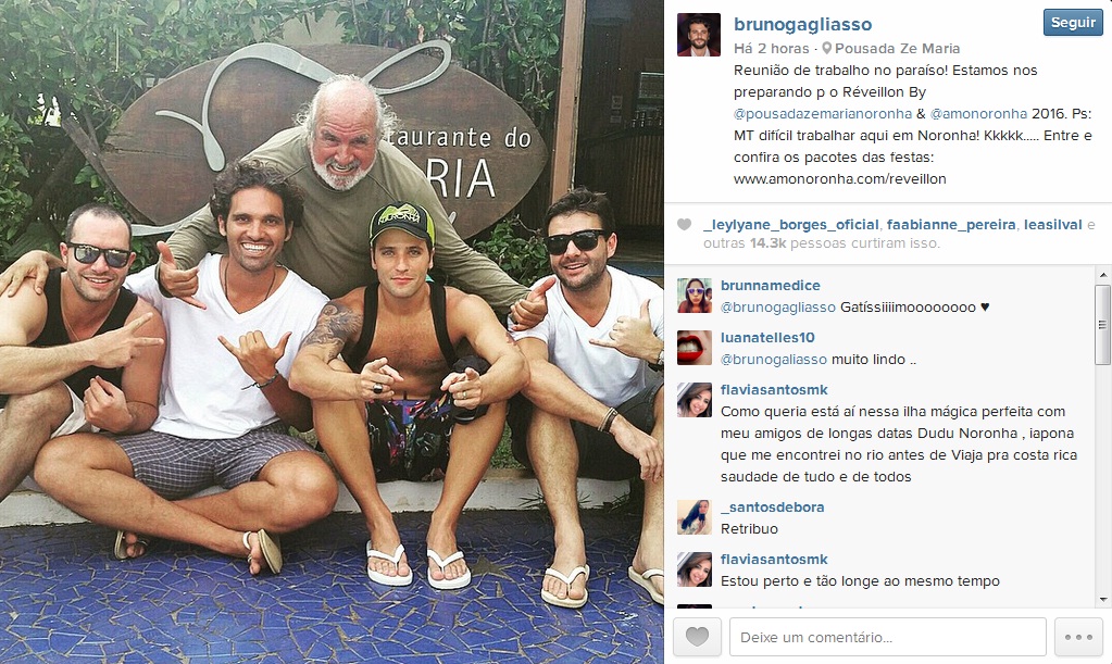 Bruno Gagliasso está em Noronha este fim de semana. Foto: reprodução do Instagram